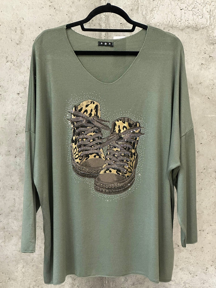 Oversize-Pullover mit V-Ausschnitt „Basket Léo“ (44/48) MADE IN ITALY