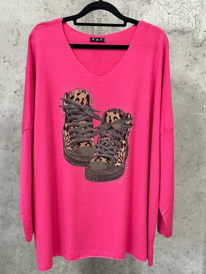 Oversize-Pullover mit V-Ausschnitt „Basket Léo“ (44/48) MADE IN ITALY