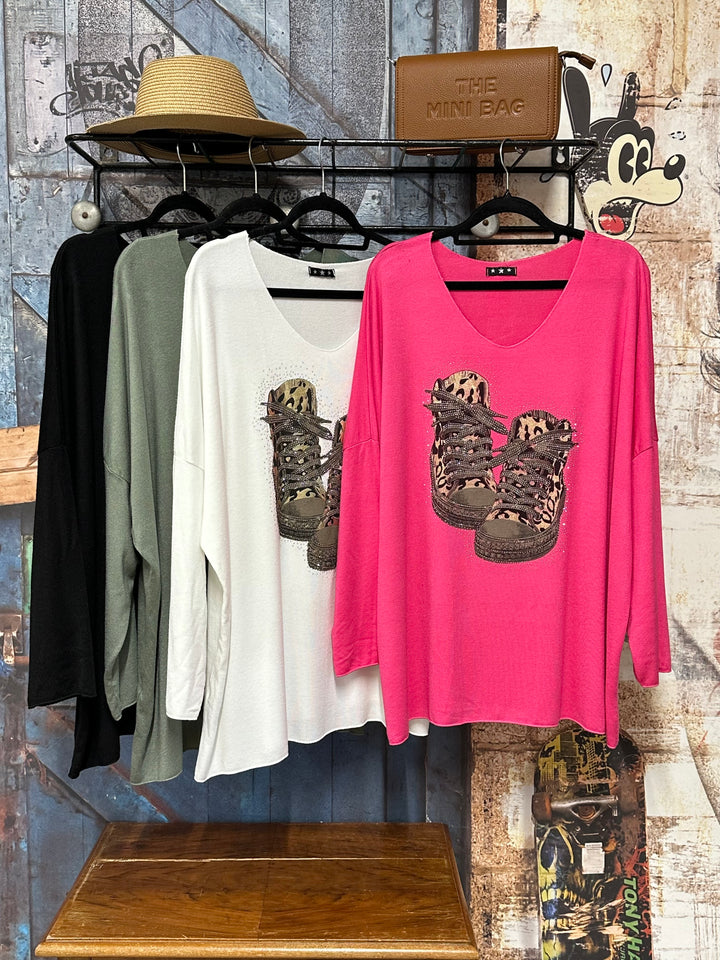 Oversize-Pullover mit V-Ausschnitt „Basket Léo“ (44/48) MADE IN ITALY