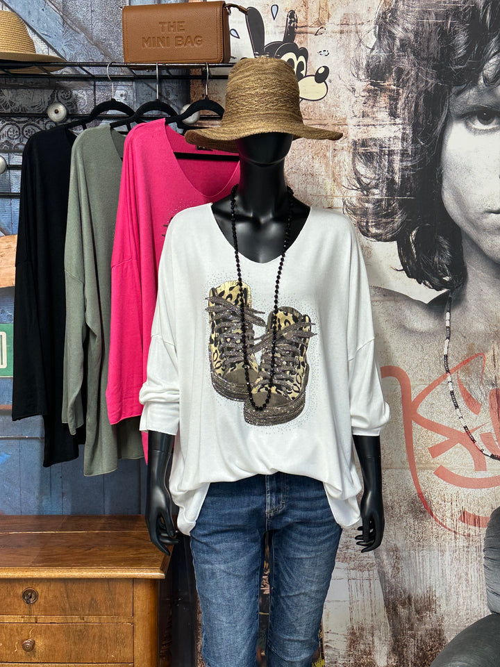 Oversize-Pullover mit V-Ausschnitt „Basket Léo“ (44/48) MADE IN ITALY