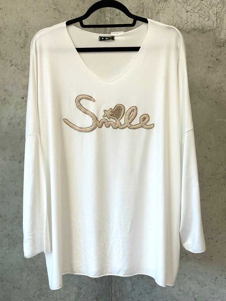 Oversize-Pullover mit V-Ausschnitt „Smile” (44/48) MADE IN ITALY