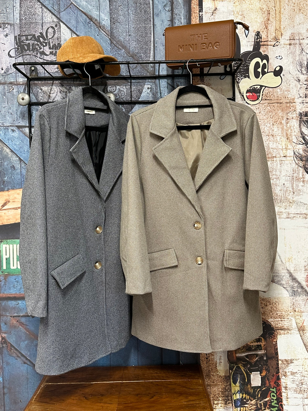 Lange Jacke mit Hahnentrittmuster (38/42) MADE IN ITALY