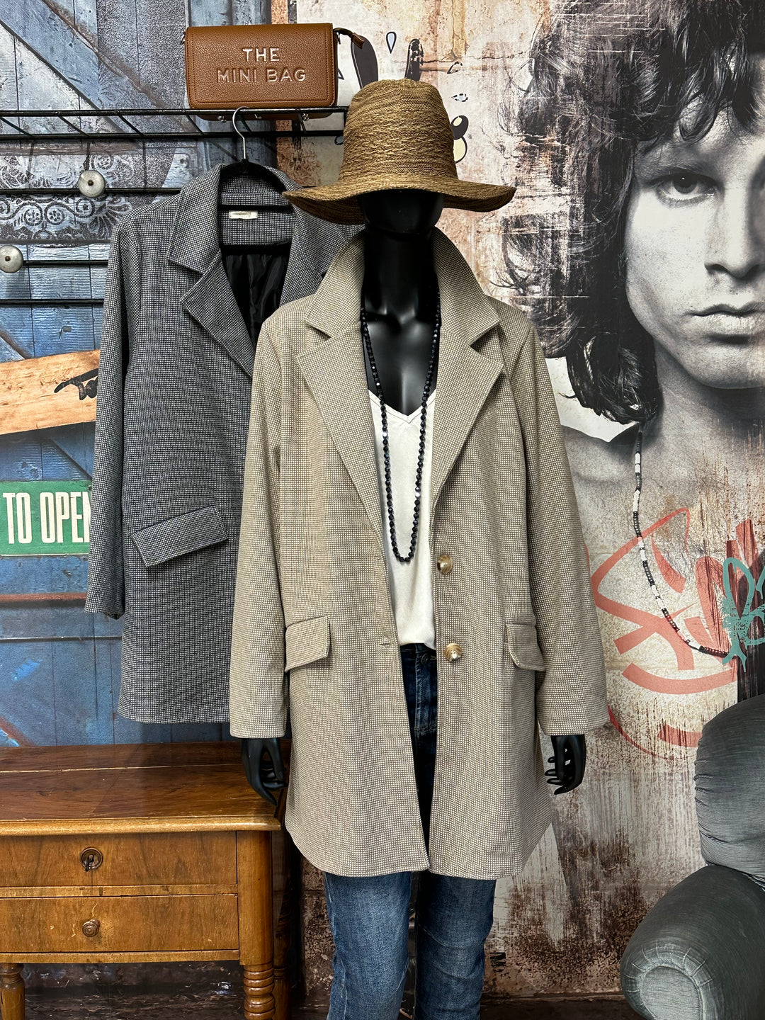 Lange Jacke mit Hahnentrittmuster (38/42) MADE IN ITALY