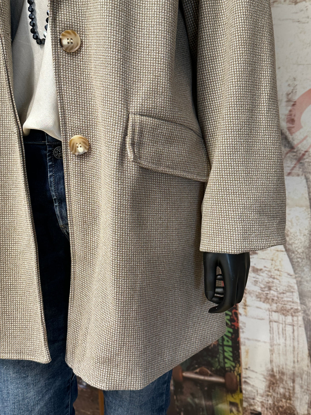 Lange Jacke mit Hahnentrittmuster (38/42) MADE IN ITALY