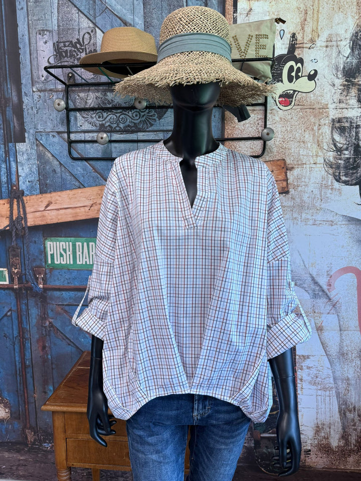 Karierte Bluse in origineller Passform (38/44) – Made in Italy