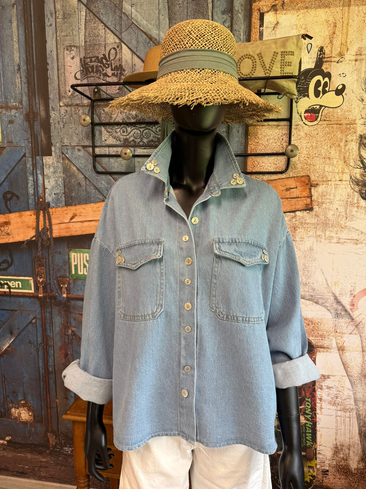 Baumwollhemd mit „Perlmuttknöpfen“ (Größen 40–46) MADE IN ITALY