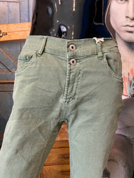 Jean stretch taille élastique kaki clair