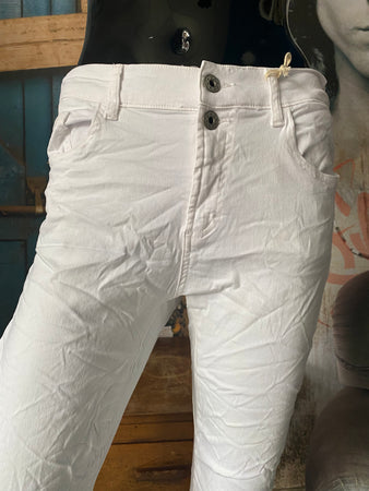 Jean blanc stretch taille élastique